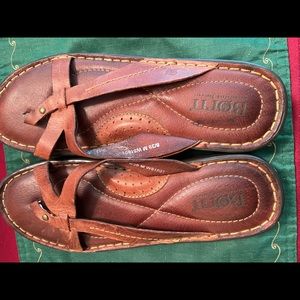 BORN brown leather slip on sandals
